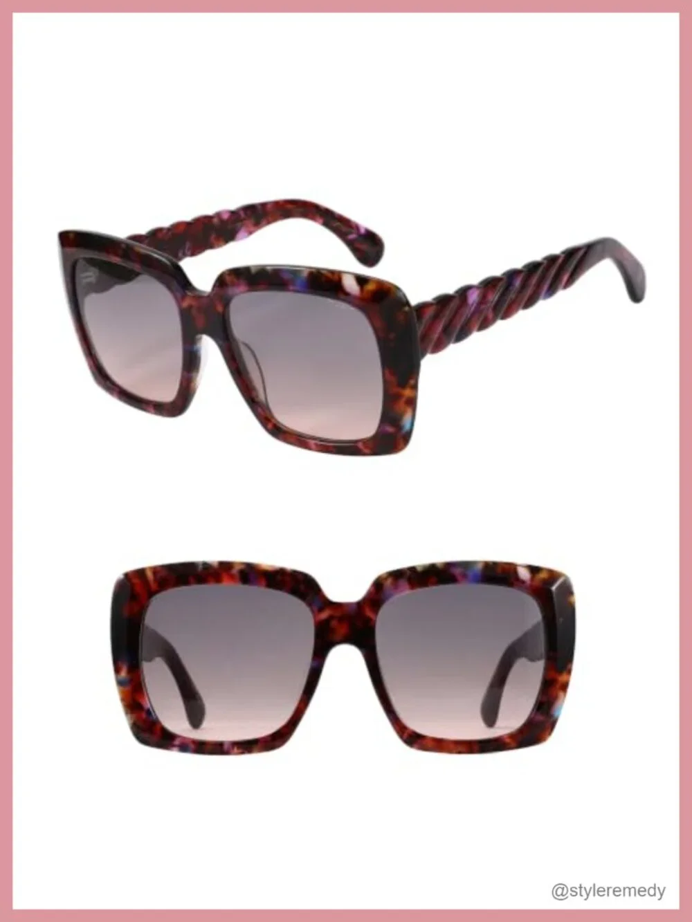 Oversized Square Sunglasses Retro Vintage UV Protection Gradient Lens